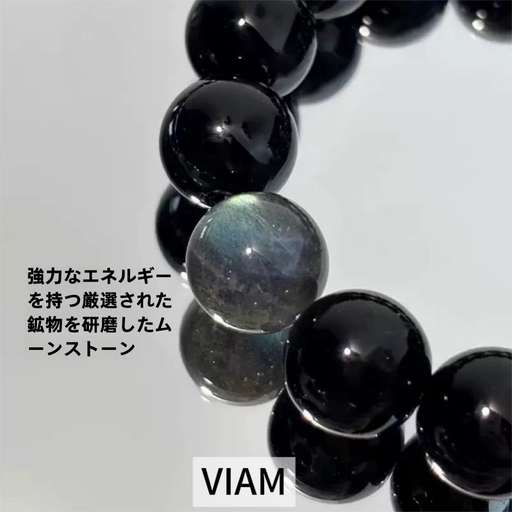 銀曜石 × 銀龍 天然石ブレスレット |重厚な黒の煌めきと、神秘的な輝きが交わるデザインブレスレット